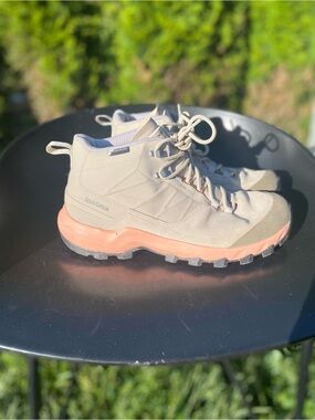 Quechua Beige Hiking Boots with Coral Midsole